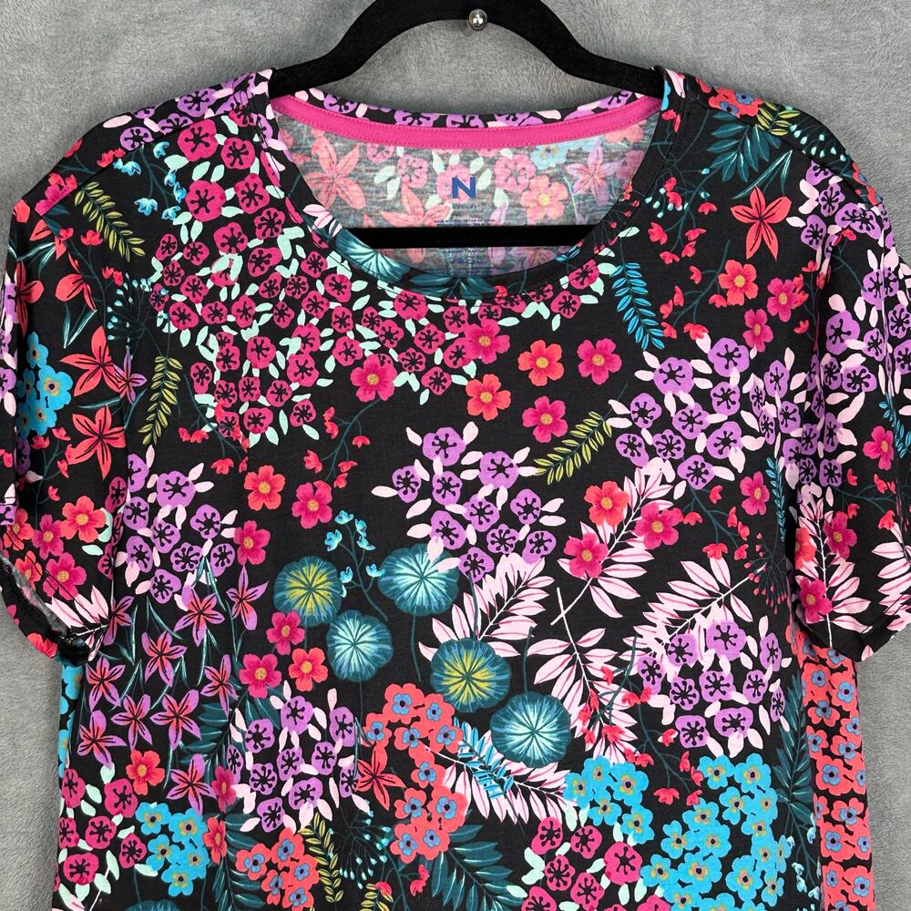 Natori Sleepshirt Womens Medium Pink Floral Short Sleeve Stretch Comfort Pajamas - Picture 3 of 9
